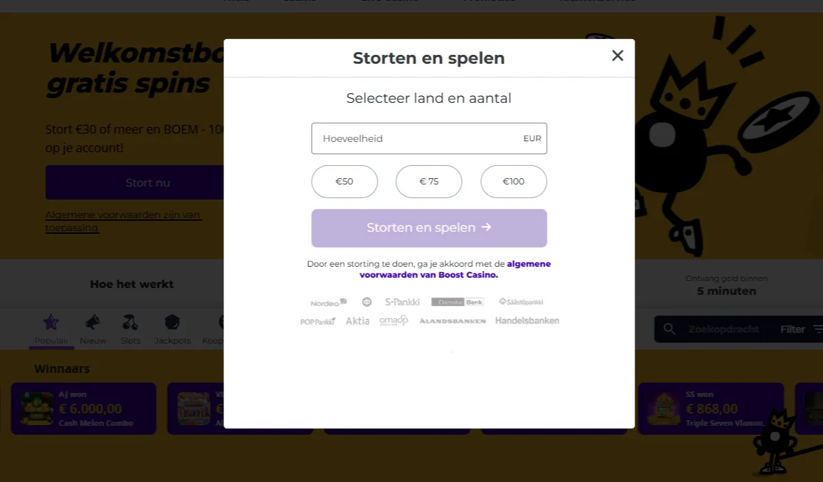 Storten en een account openen in beste online casino zonder registratie
